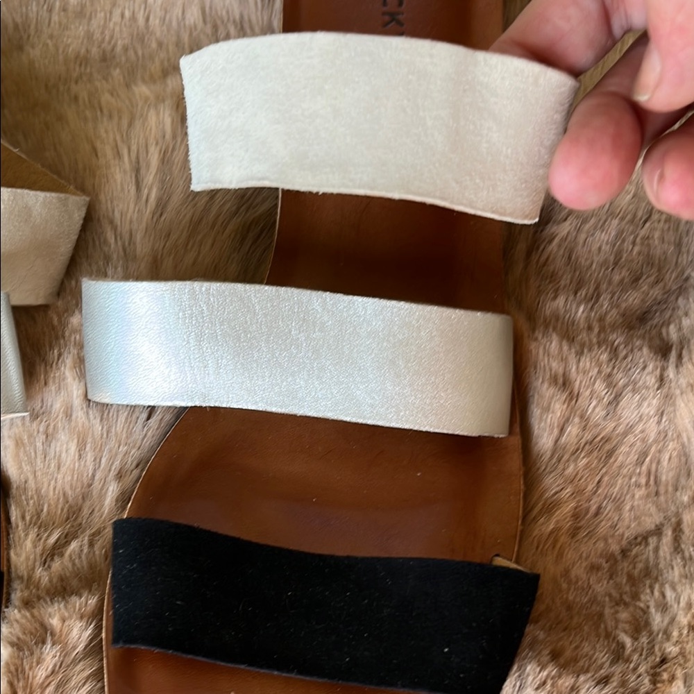 Lucky Brand Black, Cream  & Silver Sandals with Wide Straps - Picture 5 of 6